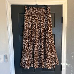 Altar'd State Brown Floral A-Line Skirt